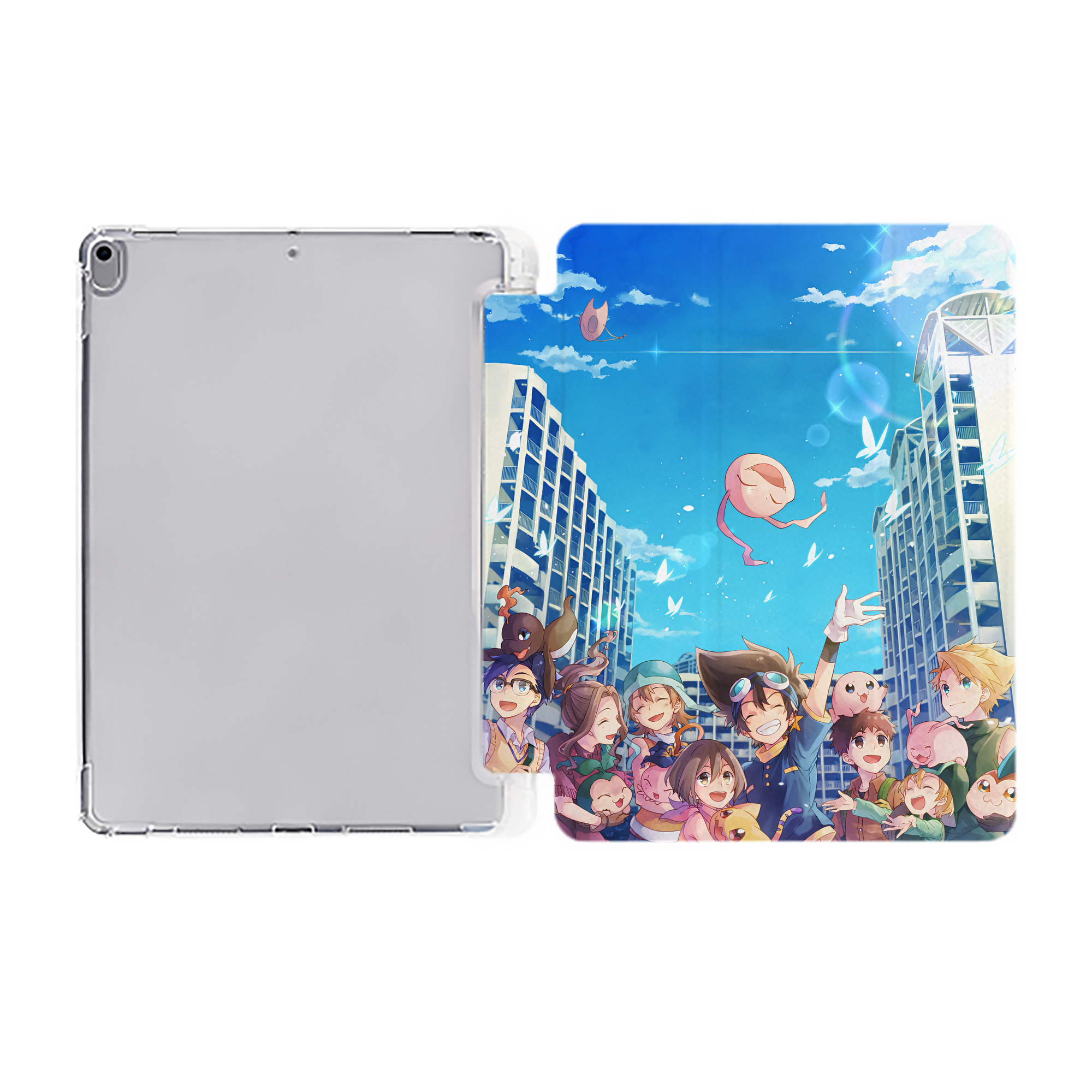（画像用） Digimon デジタルモンスター/デジモン IPad ケース ペン収納付き 三つ折りスタンド PUレザー×シリコン 対応機種9.5/10.5/10.9インチ